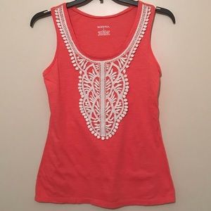 Merona | Orange Tank Top with Crocheted Design